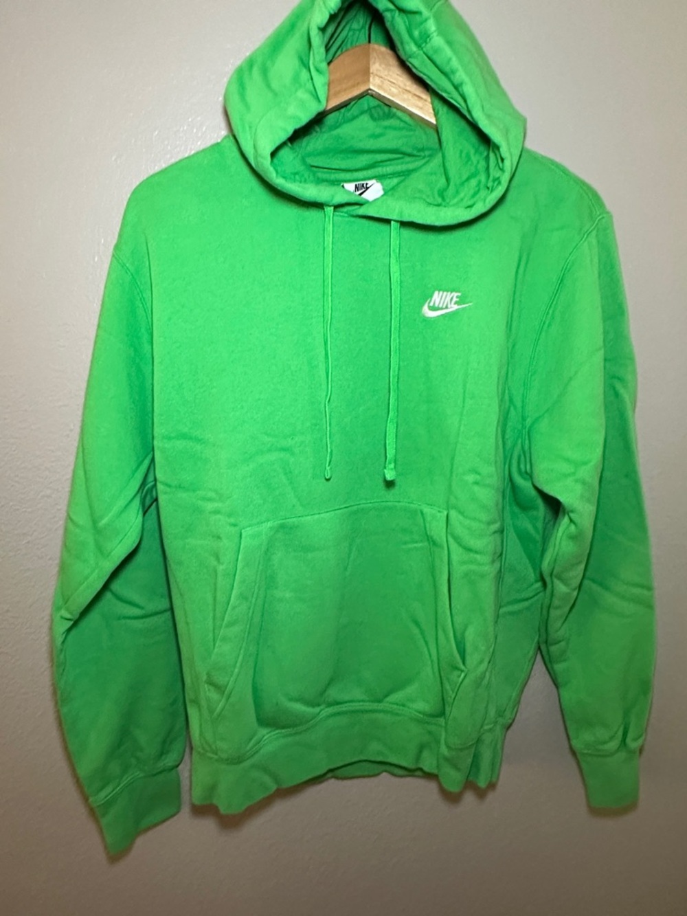 Nike Bright Green Pullover Hoodie with White Swoosh